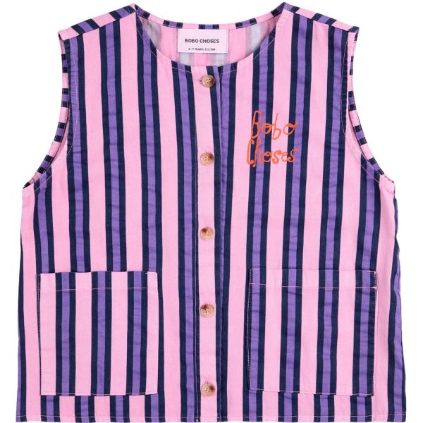 Bobo Choses Pink Stripes All Över Sleevless Shirt For Cheap