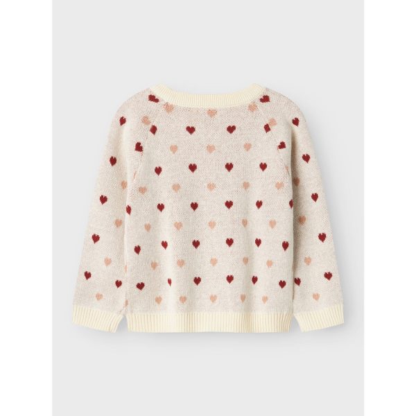 Lil Atelier Turtledove Saran Stickad Cardigan Heart Hot on Sale