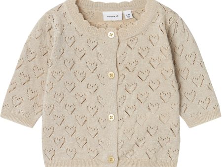 Name It Frosted Almond Riglitter Stickad Cardigan For Discount