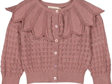 MarMar Cotton Rayon Knit Lace Dusty Mauve Thalla B Cardigan For Sale