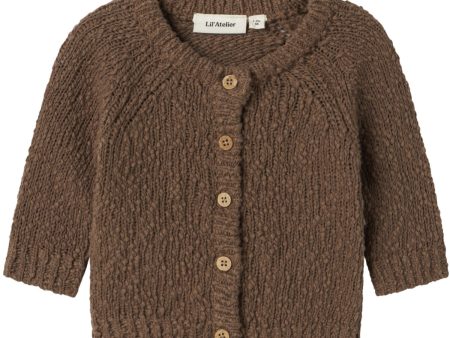 Lil Atelier Shitake Sally Stickad Cardigan For Cheap