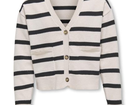 kids ONLY Birch Black Ama Stripe V-Neck Cardigan Stickad Online