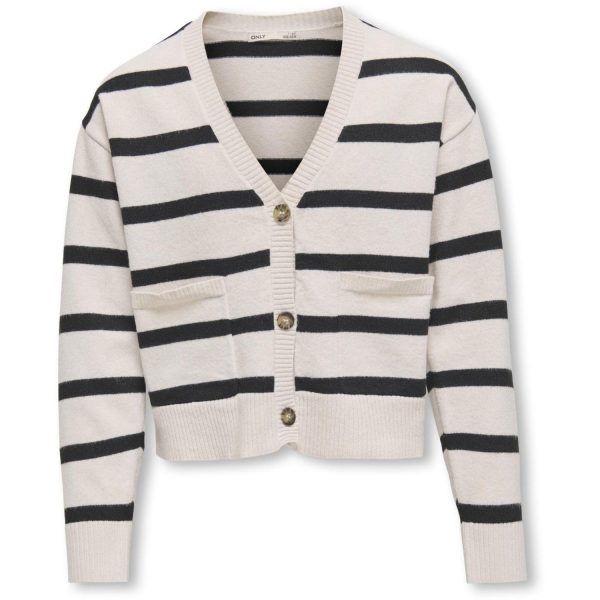 kids ONLY Birch Black Ama Stripe V-Neck Cardigan Stickad Online