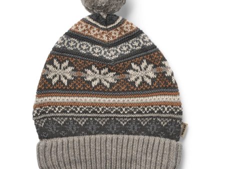 Wheat Warm Grey Melange Knit Beanie Nolo on Sale