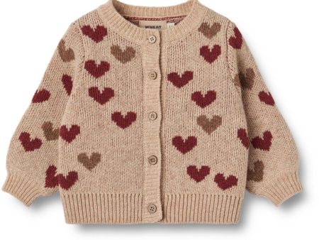 Wheat Offwhite Jacquard Cardigan Hearts For Discount