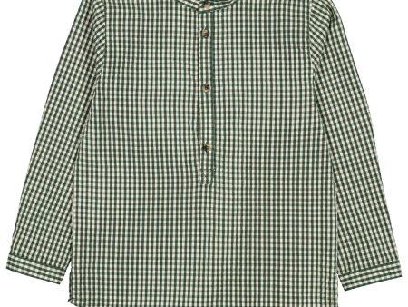 MarMar Cotton Seersucker Green Check Timmo Skjorta Hot on Sale