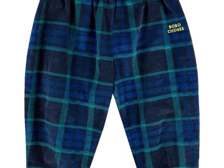 Bobo Choses Midnight Blue Baby Check Bc Velvet Baggy Pants Online Hot Sale