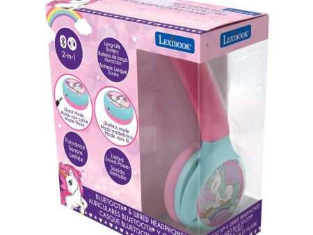 Lexibook Unicorn 2 in 1 Bluetooth® and Wired comfort foldable Headphones with kids safe volume Online