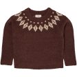 COPENHAGEN COLORS Dk Brown Cream Kombiull Island Blus Hot on Sale