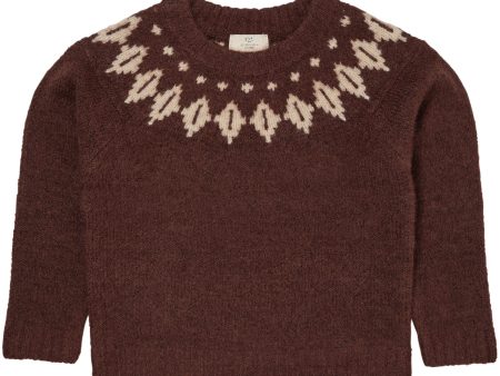 COPENHAGEN COLORS Dk Brown Cream Kombiull Island Blus Hot on Sale