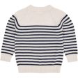 COPENHAGEN COLORS Cream Navy Stripe Merino Classic Striped Pullover on Sale