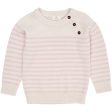 COPENHAGEN COLORS Cream Dusty Rose Stripe Merino Classic Striped Pullover Sale