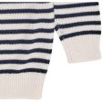 COPENHAGEN COLORS Cream Navy Stripe Merino Classic Striped Pullover on Sale