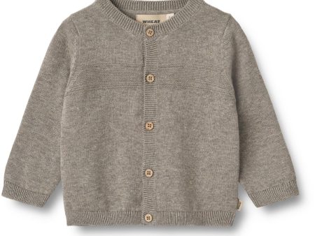 Wheat Warm Grey Melange Knit Cardigan Sofus Hot on Sale